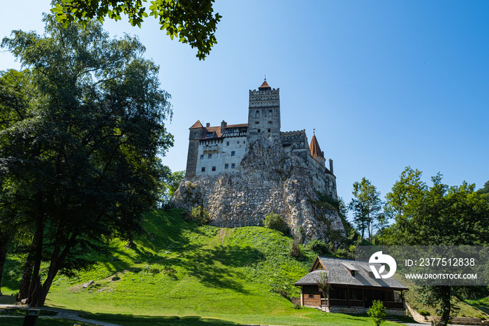 Castle Bran in Romania, Vlad Dracula house, landscape with medieval tower