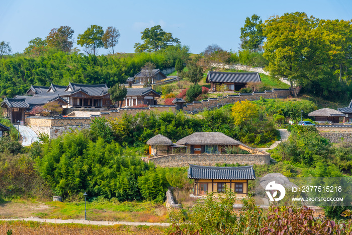 Traditional houses at Yangdong folk village in the Republic of Korea