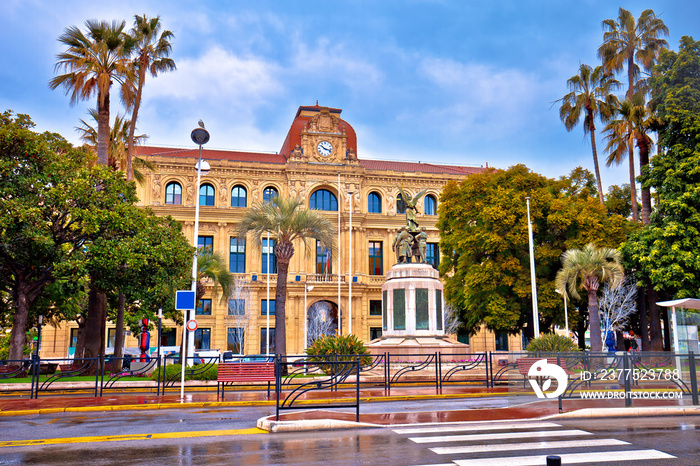 Palm waterfront architectue in town of Cannes on French riviera