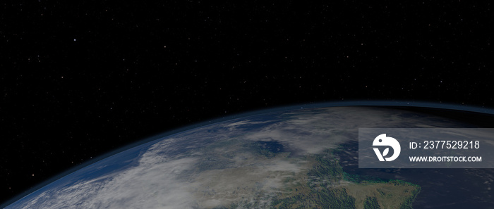 蓝色星球地球在太空中的视图及其大气欧洲大陆的3D渲染元素