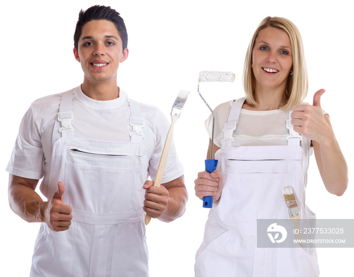 Maler Beruf Handwerker Lehrlinge Azubis Daumen hoch Ausbildung A