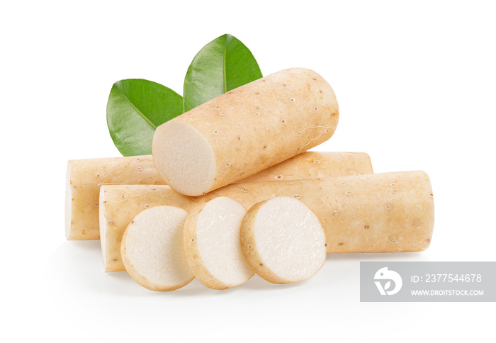 Chinese yam on white background. full depth of field