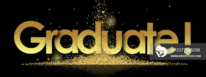 graduate in golden stars background