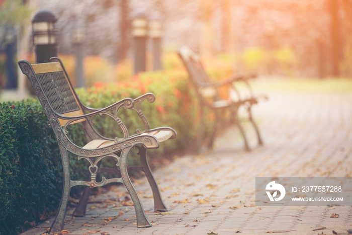 Chair in the park, vintage filter image