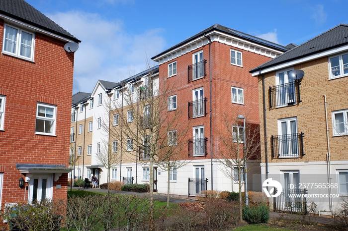 Modern two and three storey urban apartment development in the South East of England