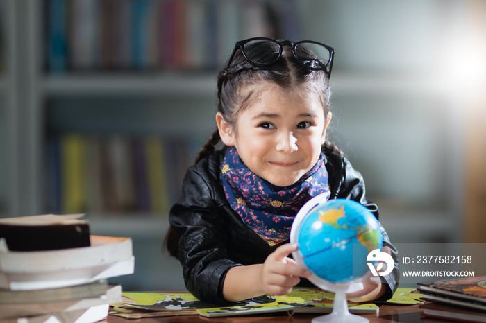 foreigner girl learning with fun and happy in the classroom.