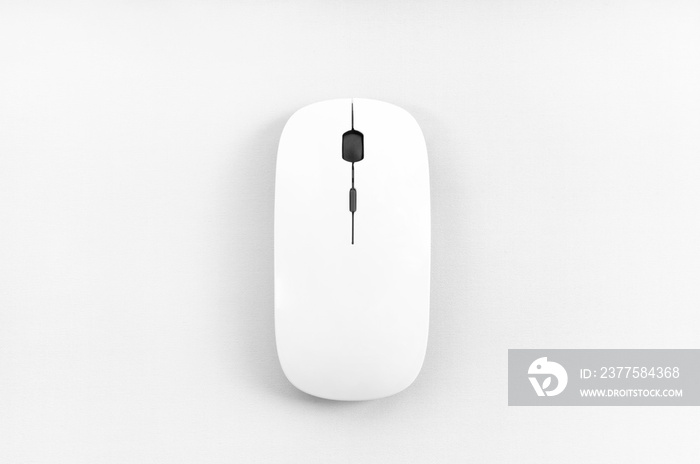 Top view of wireless mouse on white background