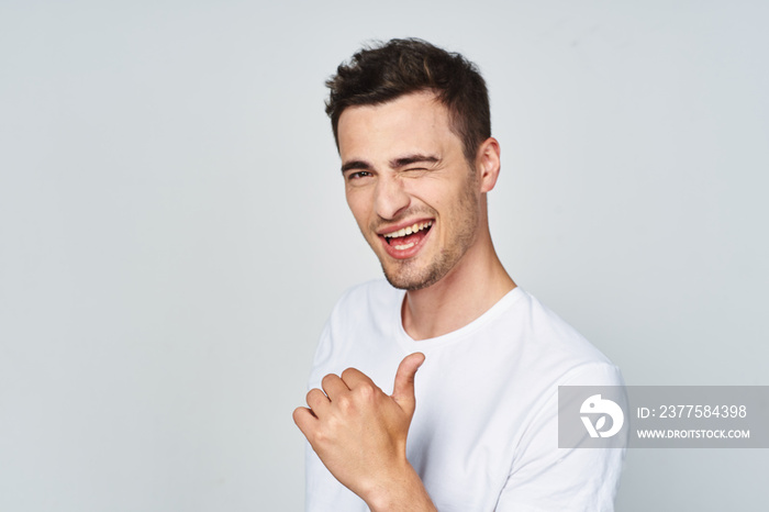 young man pointing at something