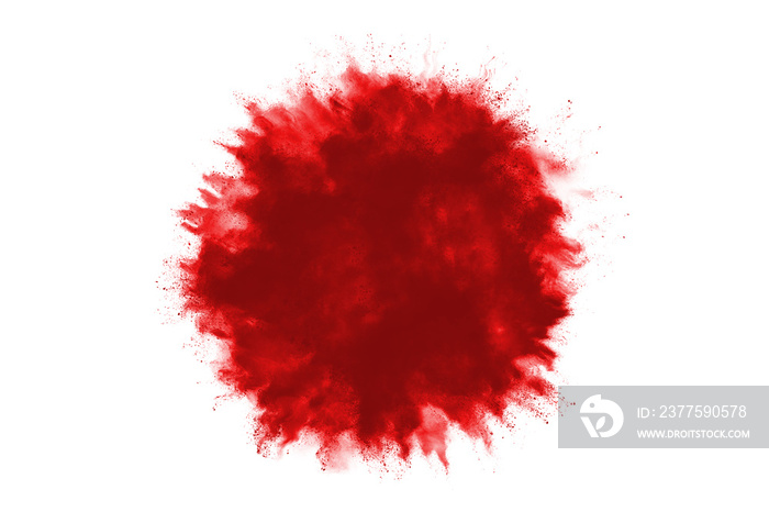 Launched red powder on white background.