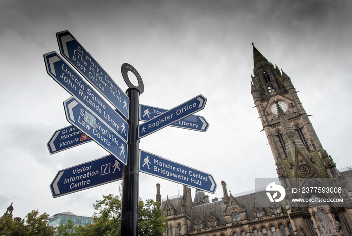 Landmarks signpost Manchester