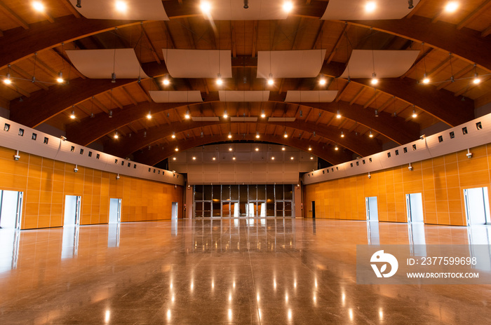 Great conference hall wood architecture classic style empty no people front view copy space at cente