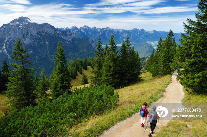 Picturesque views from the Tegelberg mountain, a part of Ammergau Alps, located nead Fussen, Bavaria, Germany.