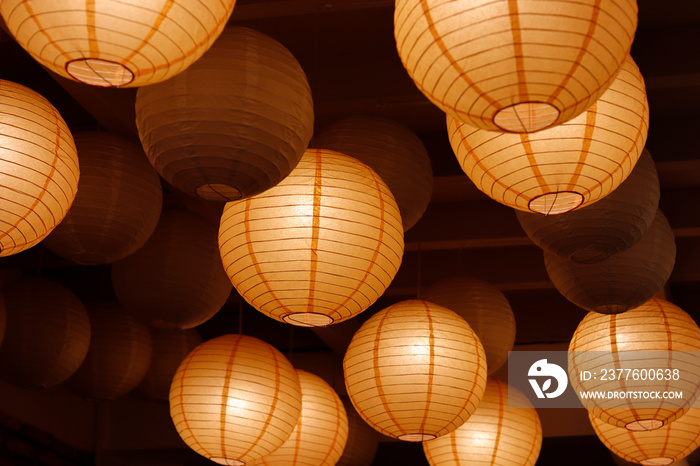 Paper lantern on ceiling