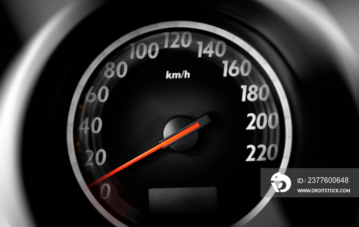 Car speedometer, close up. A device for determining the speed of a car.