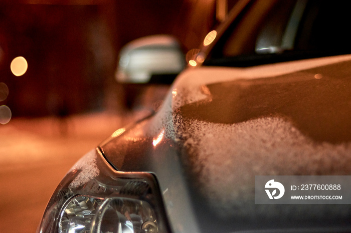 Detail photo of headlights of a car