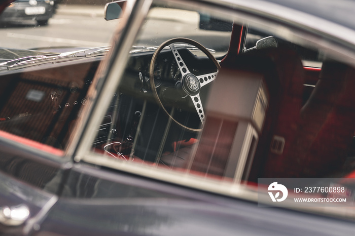 Vintage sports car interior