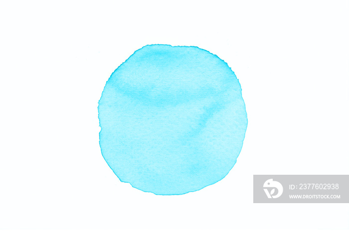 Abstract light blue circle watercolor on white paper