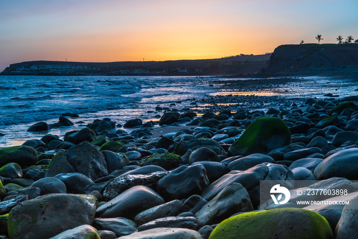 Meloneras Beach sunset in Gran Canaria, Spain