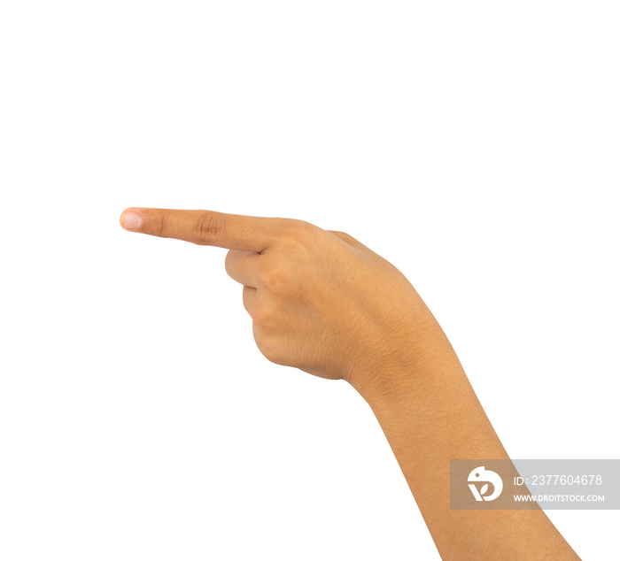 human finger pointing isolated for sign