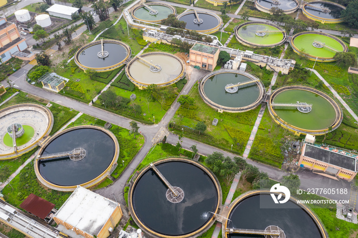 Aerial view of Sewage treatment plant in Hong Kong