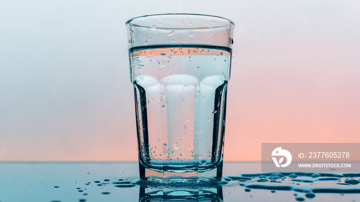 Carbonated soda water in drinking glass