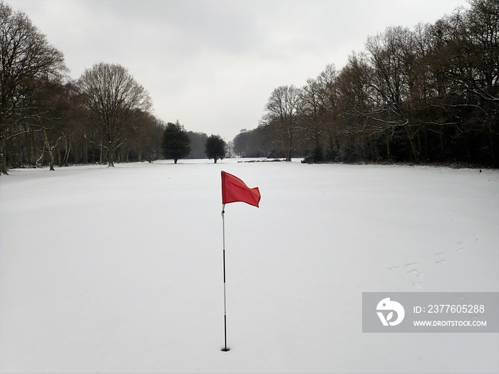 Snow covered golf course, Chorleywood, Hertfordshire, UK