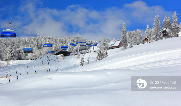 Skiing at Feldberg. Black Forest, Germany.