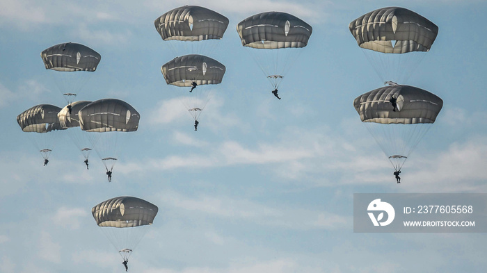 Israeli army paratroopers in a day training jump- Israel