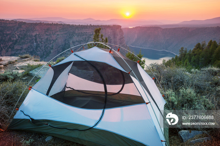 Tent in mountains