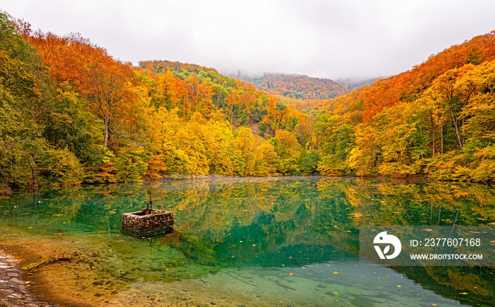 Nice lake at Szalajka Valley, Hungary in autumn