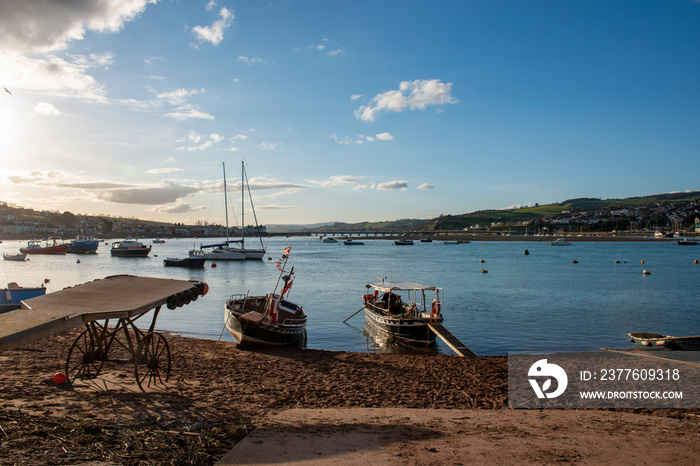 Boats moored at Teignmouth on a sunny winter’s day