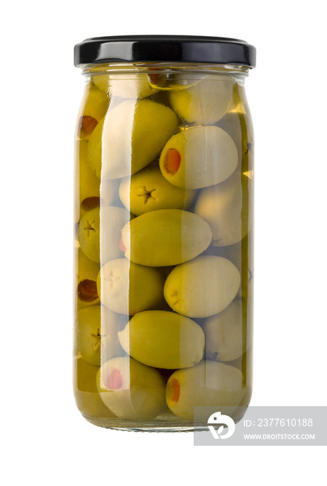 olives fruits in glass jar