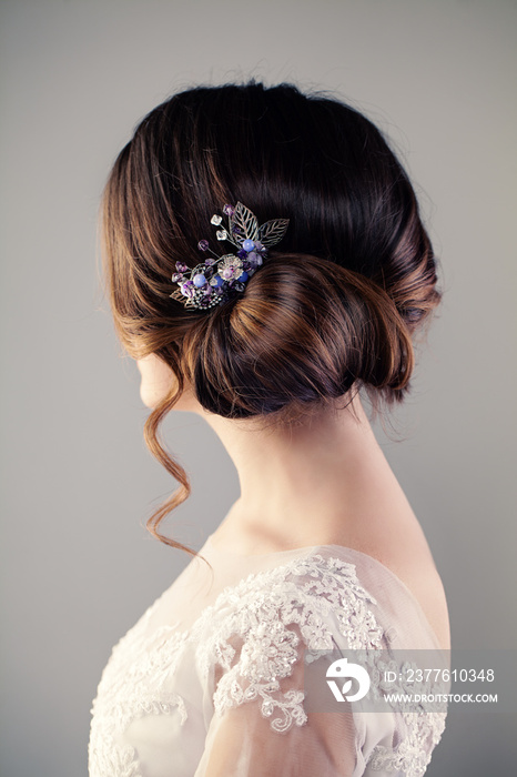 Bride Woman with Perfect Hairstyle, Female Back