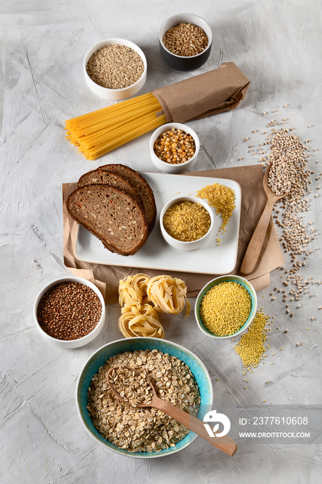 Different types of cereals and grains