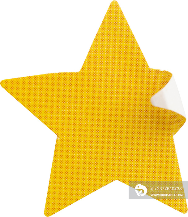 Yellow star shape paper sticker label isolated