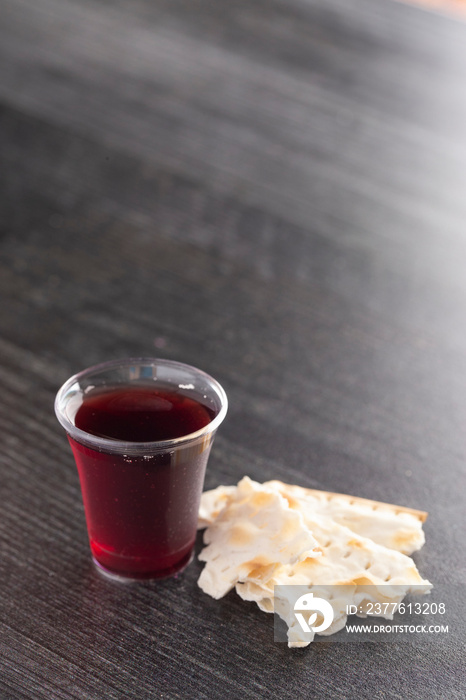 The Holy Communion of the Christian Faith of Wine and Unleavened Bread