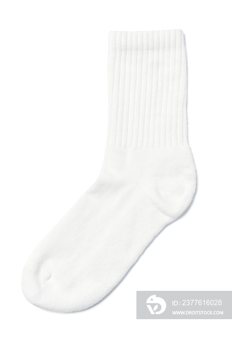 White cotton sock on white background