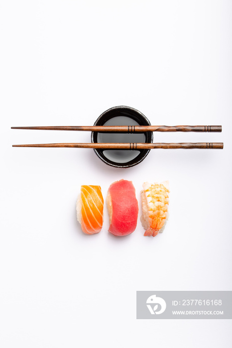 Sushi on white background