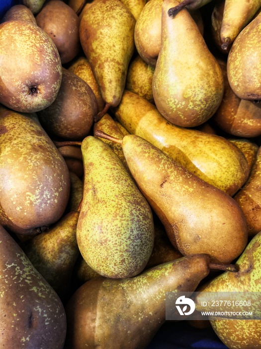 pears on a market