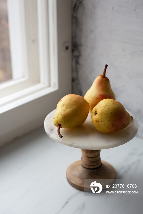 Pears Still life on marble background