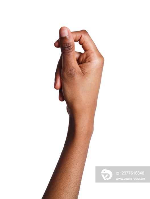 Female hand knocking isolated on white