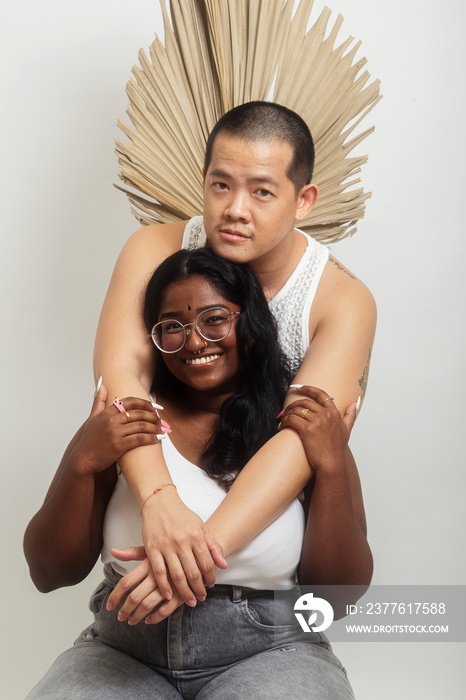 Asian duo lifestyle studio portrait shot