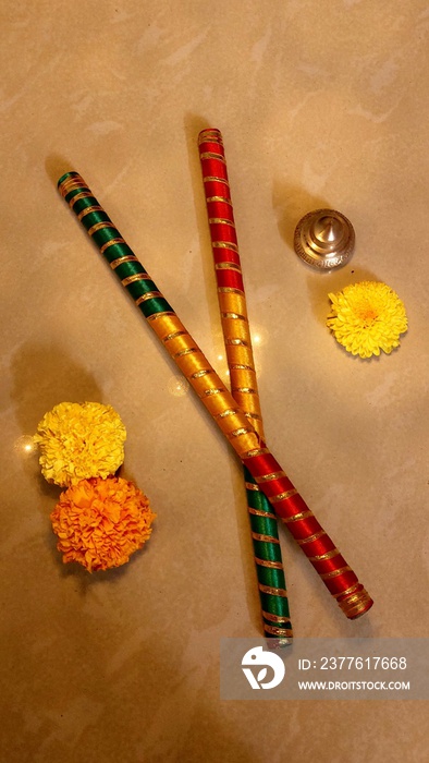 dandiya sticks with flowers