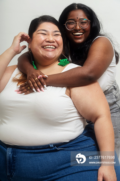 Asian duo lifestyle studio portrait shot