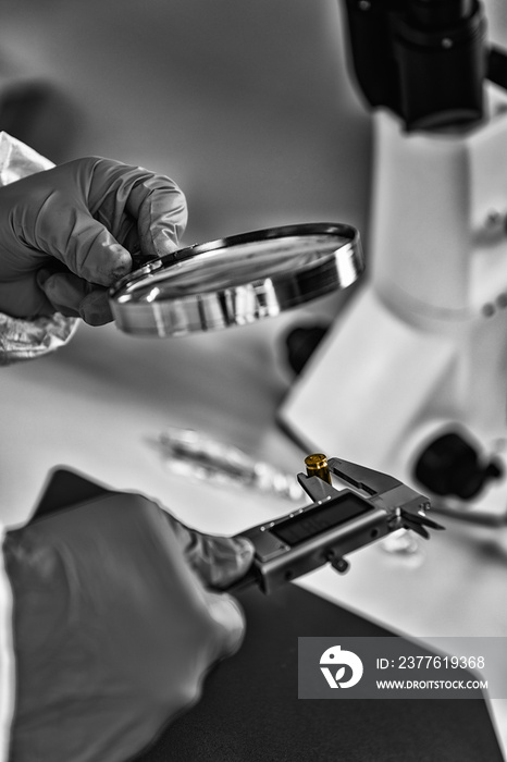 Forensics. Police Expert Examining Evidence