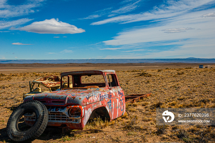 Abandoned car in the desert Patagonia