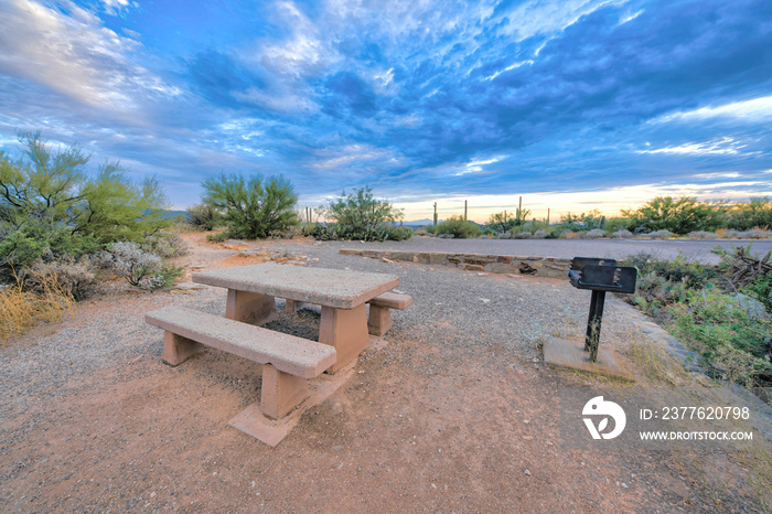 Camping site at Sabino Canyon State Park at in Tucson, Arizona