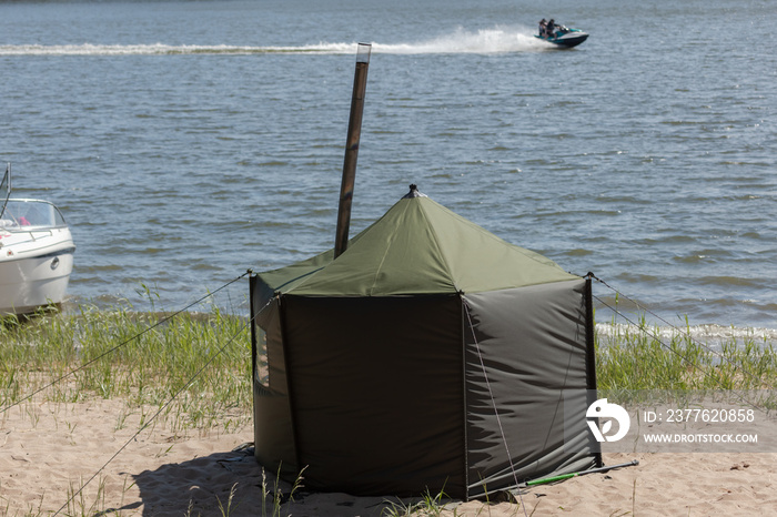 Camping sauna by the sea