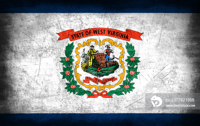 West Virginia flag with grunge metal texture