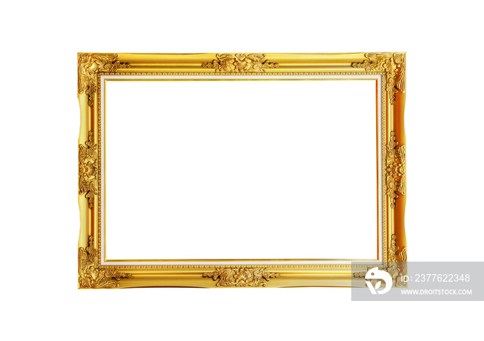 Gold picture frame isolated on white background., This has clipping path.
